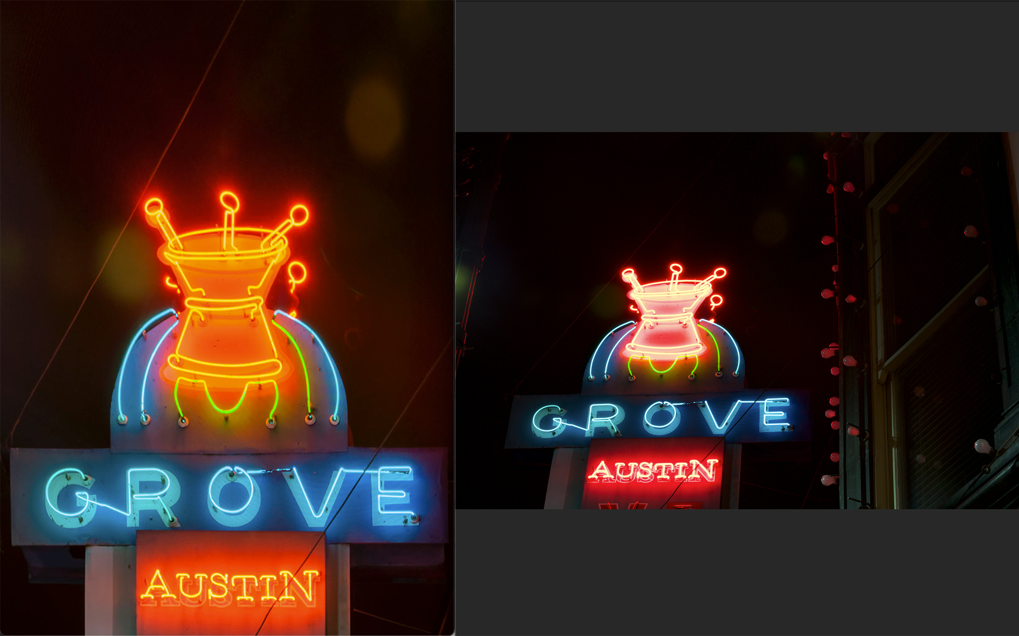 Grove photo before and after retouching