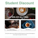 student discount email newsletter for coffee shop